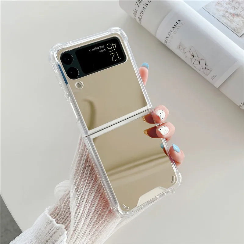 Make Up Mirror for Samsung Z Flip 3 4 5 Case Luxury Shockproof for Samsung Galaxy Z Flip 4 3 5 Z3 Z4 Flip4 Flip3 Slim Hard Cover