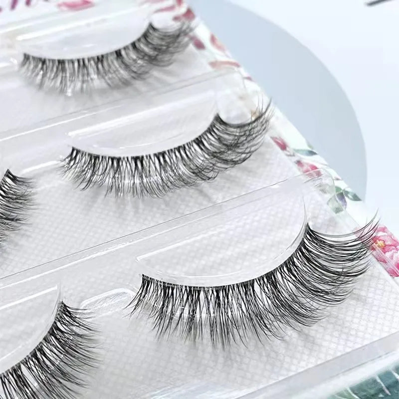 Manga Lashes 5/3Pairs Natural False Eyelashes Full Strip Clear Band Wispy Mink Lashes cosplay Daily Dating Korean Make Up Tools