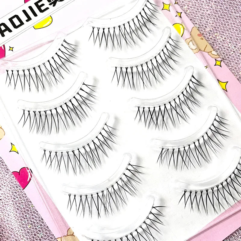 Manga Lashes 5/3Pairs Natural False Eyelashes Full Strip Clear Band Wispy Mink Lashes cosplay Daily Dating Korean Make Up Tools