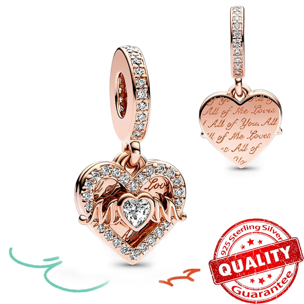 New Arrival 925 Sterling Silver Love You Mom Entwined Infinite Hearts Charm Fit Original Bracelet for Women Necklace DIY Jewelry