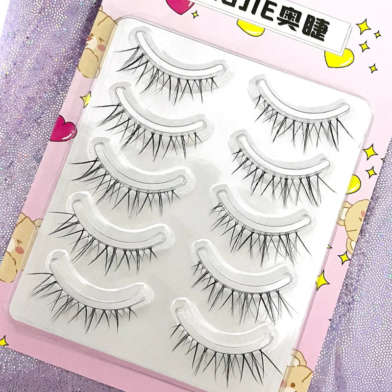 Manga Lashes 5/3Pairs Natural False Eyelashes Full Strip Clear Band Wispy Mink Lashes cosplay Daily Dating Korean Make Up Tools