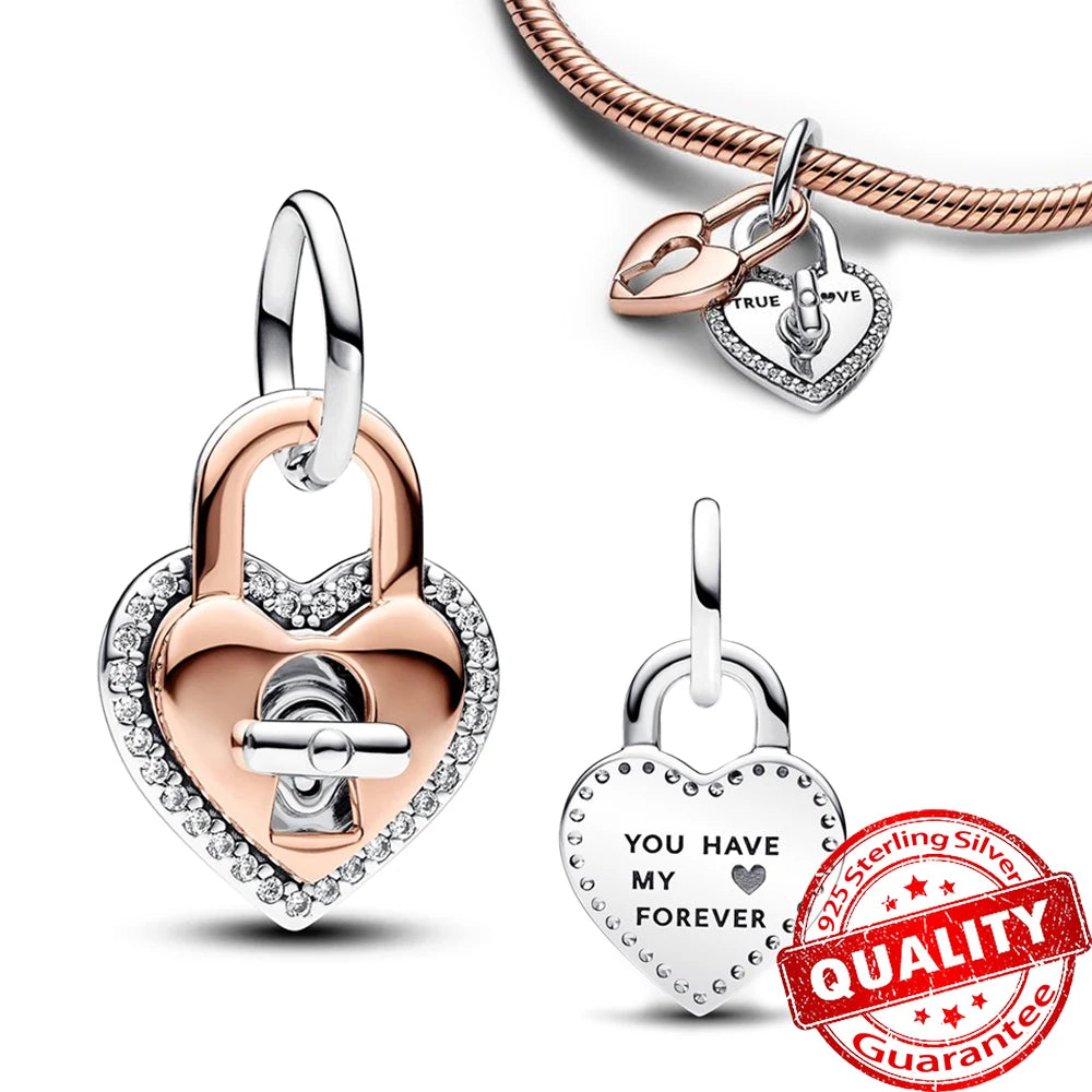 New Arrival 925 Sterling Silver Love You Mom Entwined Infinite Hearts Charm Fit Original Bracelet for Women Necklace DIY Jewelry