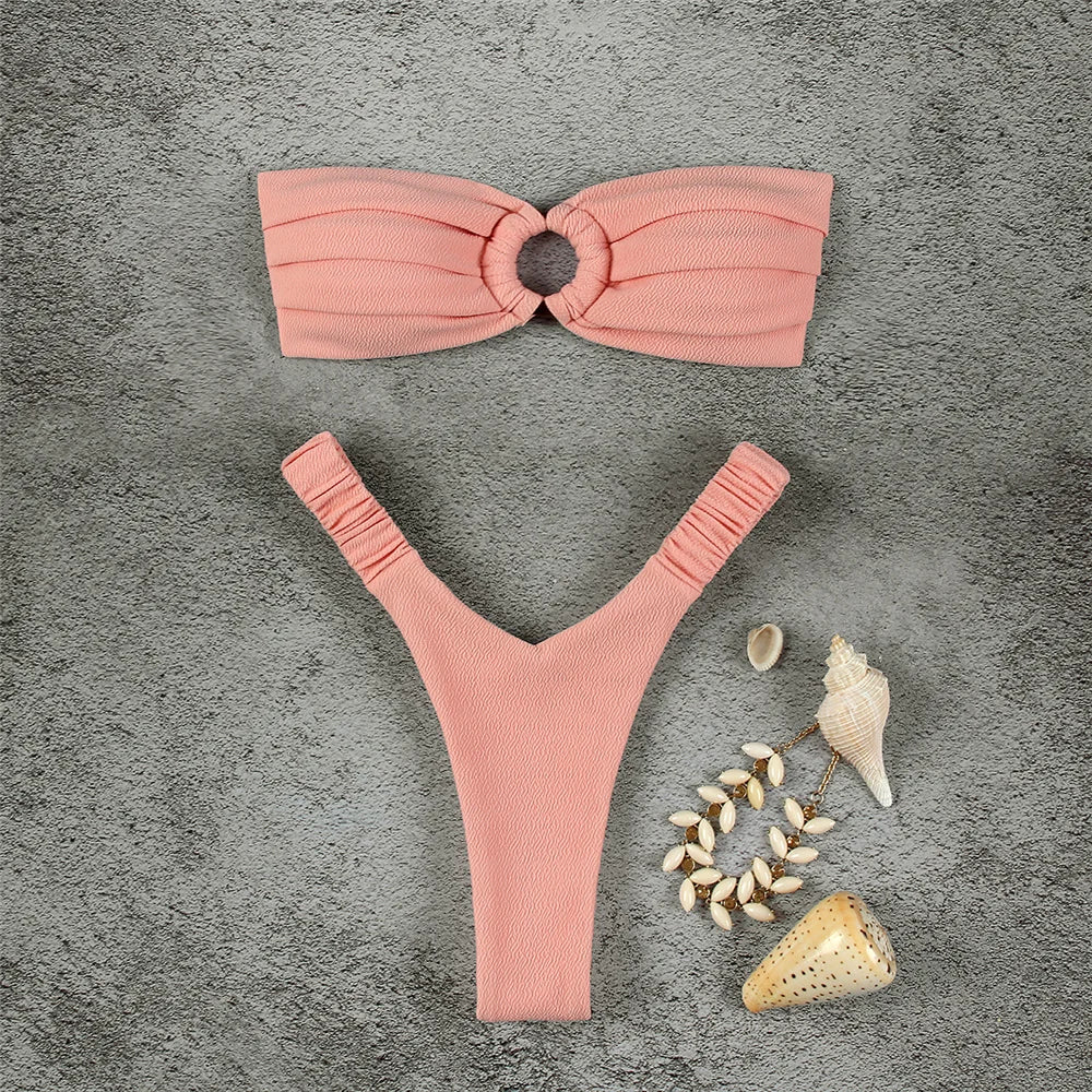 Micro Bikini Push Up Women Swimsuits 2024 Sexy Female Swimwear Brazilian Bikini Set Thong Biquini Swim Suits Solid Beachwear