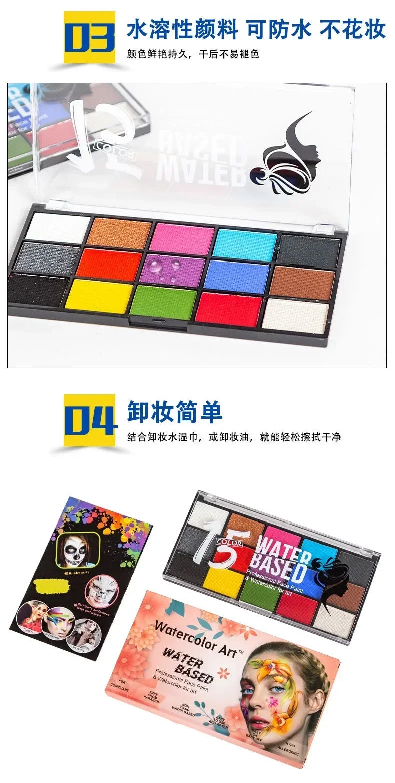 Face Body Painting Make Up Face Color Eye Shadow Easy To Clean Makeup Body Paint Festival Halloween Makeup Body Paint  Wholesale