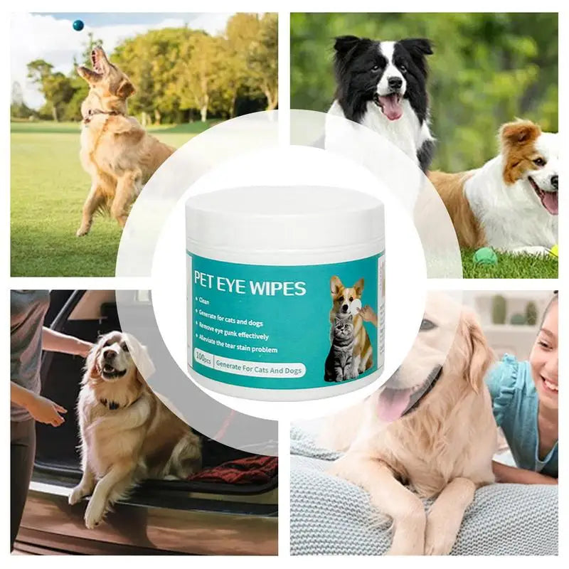 100 Count Dog Eye Cleaner Pet Eye Wipes Tear Stain Remover Convenient Cleaning Pads Dog Eye Cleaning Wipes Grooming Kit Care