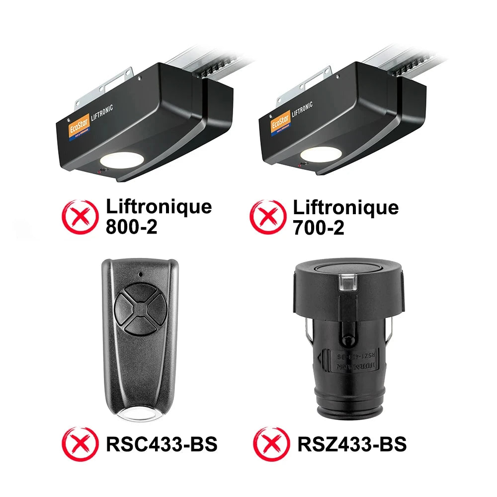 Ecostar RSC2-433 Garage Door Remote Control Compatible With Hormann Ecostar RSC2 RSE2 RSZ1 433.92MHz Rolling Code Transmitter