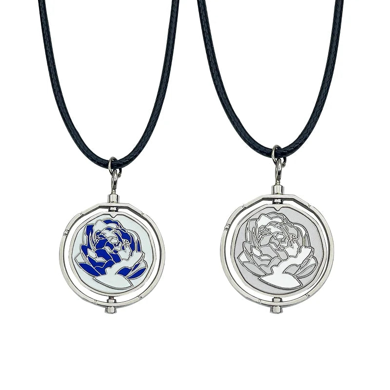 Game Jinx Blue Rose Rotatable Necklace Anime Game Arcane Season 2 Backpack Pendants Metal Fashion Jewerly Fans Collections