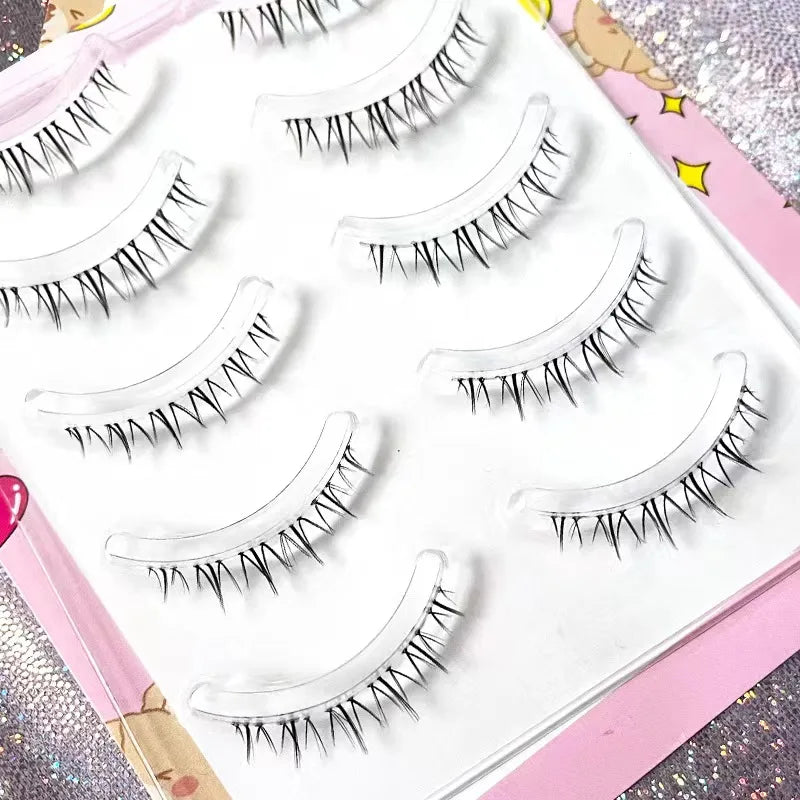 Manga Lashes 5/3Pairs Natural False Eyelashes Full Strip Clear Band Wispy Mink Lashes cosplay Daily Dating Korean Make Up Tools