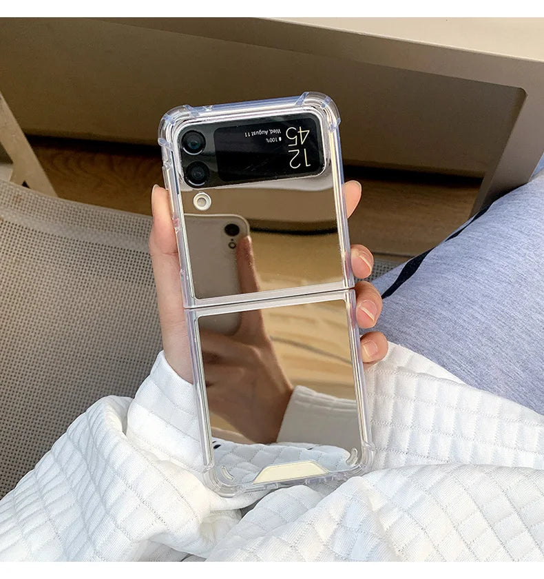 Make Up Mirror for Samsung Z Flip 3 4 5 Case Luxury Shockproof for Samsung Galaxy Z Flip 4 3 5 Z3 Z4 Flip4 Flip3 Slim Hard Cover