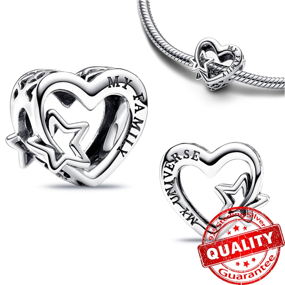 New Arrival 925 Sterling Silver Love You Mom Entwined Infinite Hearts Charm Fit Original Bracelet for Women Necklace DIY Jewelry