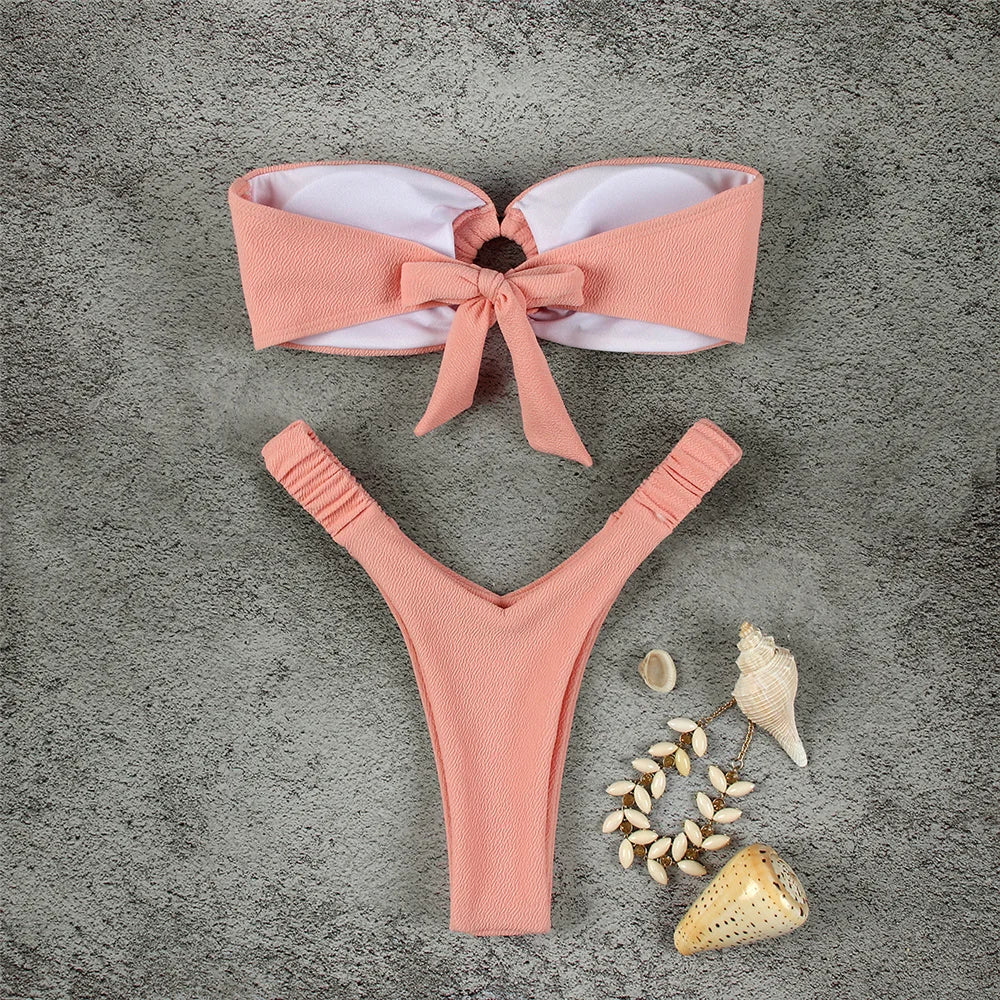Micro Bikini Push Up Women Swimsuits 2024 Sexy Female Swimwear Brazilian Bikini Set Thong Biquini Swim Suits Solid Beachwear