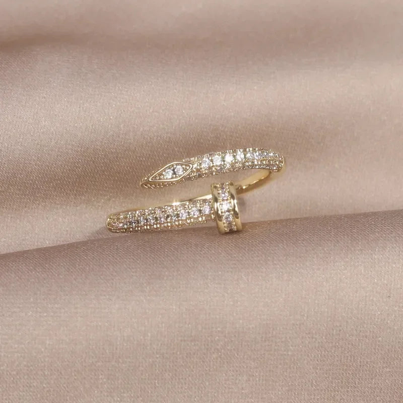 AAA Zircon Simple Geometric Ring Elegant Women's Daily Work Opening Adjustable Ring