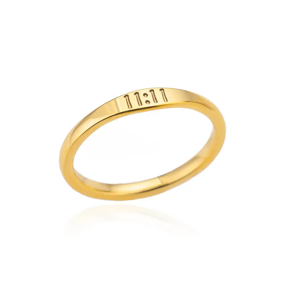 Lucky 11:11 Angel Number Rings for Women Stainless Steel Finger Ring Vintage Wedding Aesthetic Jewerly Gift anillos mujer
