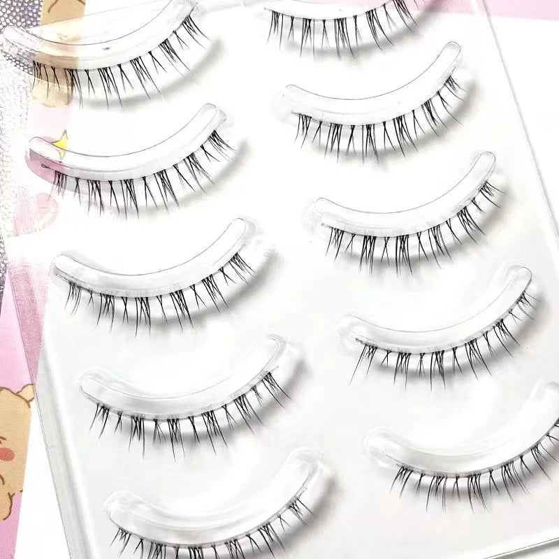 Manga Lashes 5/3Pairs Natural False Eyelashes Full Strip Clear Band Wispy Mink Lashes cosplay Daily Dating Korean Make Up Tools