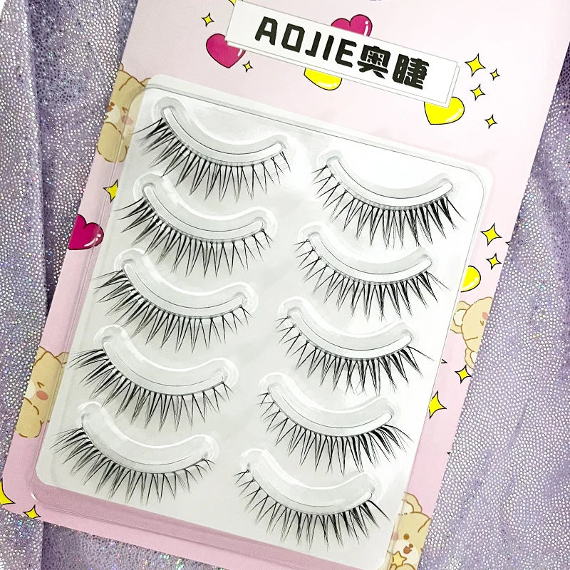 Manga Lashes 5/3Pairs Natural False Eyelashes Full Strip Clear Band Wispy Mink Lashes cosplay Daily Dating Korean Make Up Tools