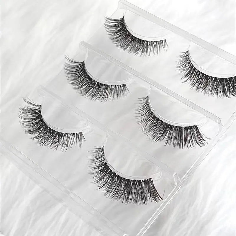 Manga Lashes 5/3Pairs Natural False Eyelashes Full Strip Clear Band Wispy Mink Lashes cosplay Daily Dating Korean Make Up Tools