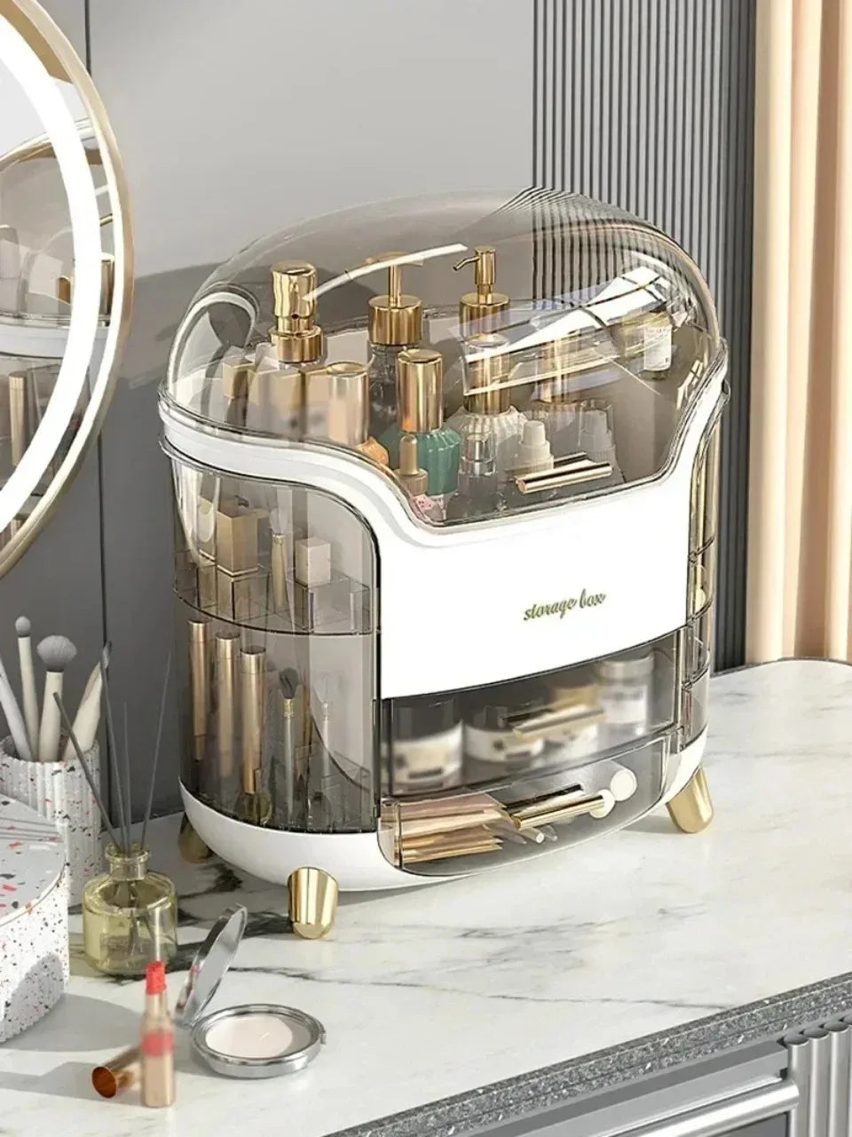 Cosmetic Storage Box Waterproof Jewelry Boxes Dust Proof Large Capacity Multifunctional Luxury Home Storage Make Up Organizer