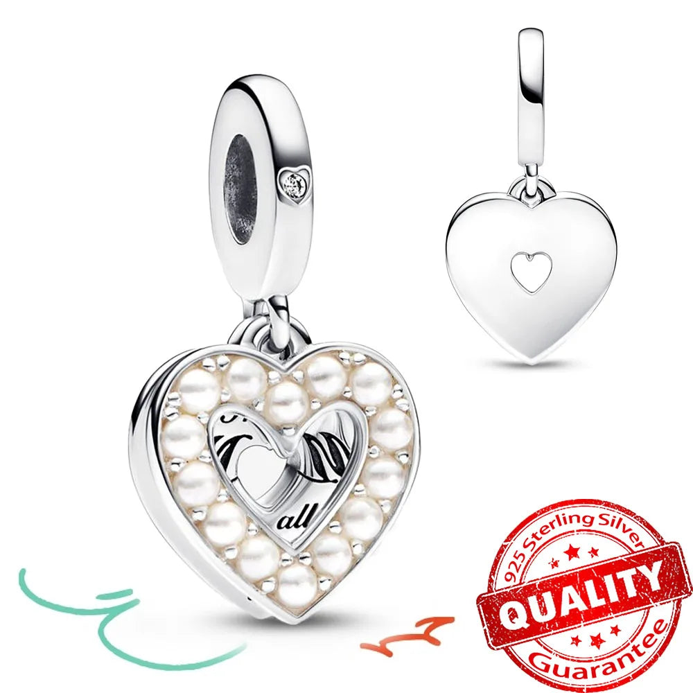 New Arrival 925 Sterling Silver Love You Mom Entwined Infinite Hearts Charm Fit Original Bracelet for Women Necklace DIY Jewelry