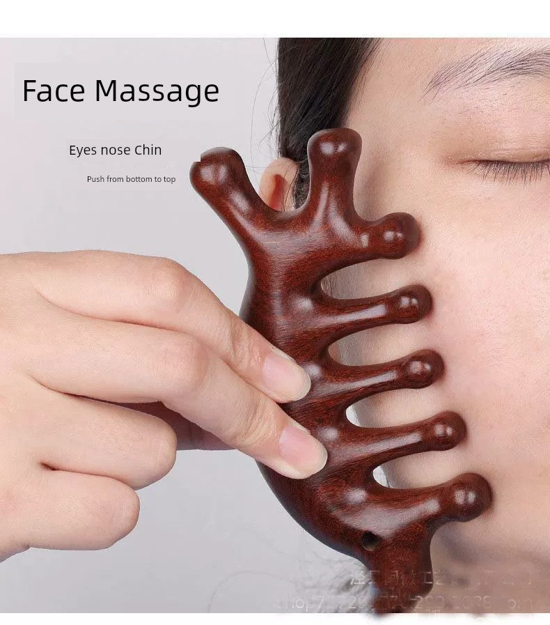 Natural Ebony Head Massager Facial Lifting Firming Five-Claw Head Treatment Scalp Scraping Multifunctional Meridian Comb
