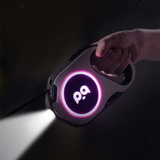 5M Automatic Retractable Dog Leash LED Luminous Leading Light Straps For Small Medium Dogs Puppy Pet Flexi Walking Running Lead