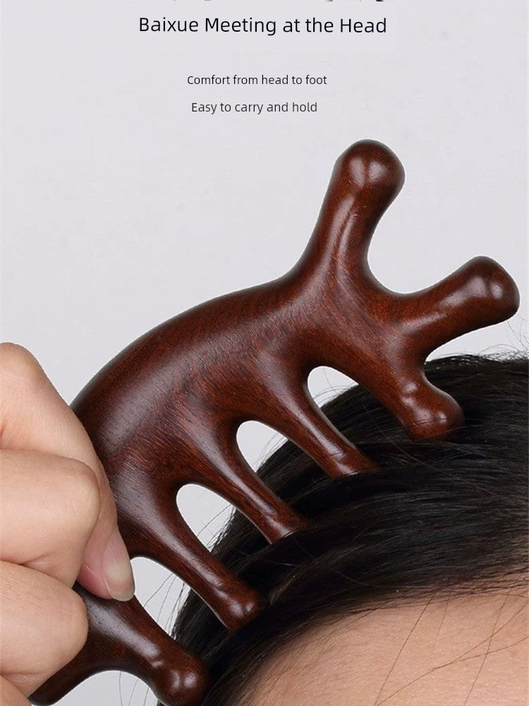 Natural Ebony Head Massager Facial Lifting Firming Five-Claw Head Treatment Scalp Scraping Multifunctional Meridian Comb
