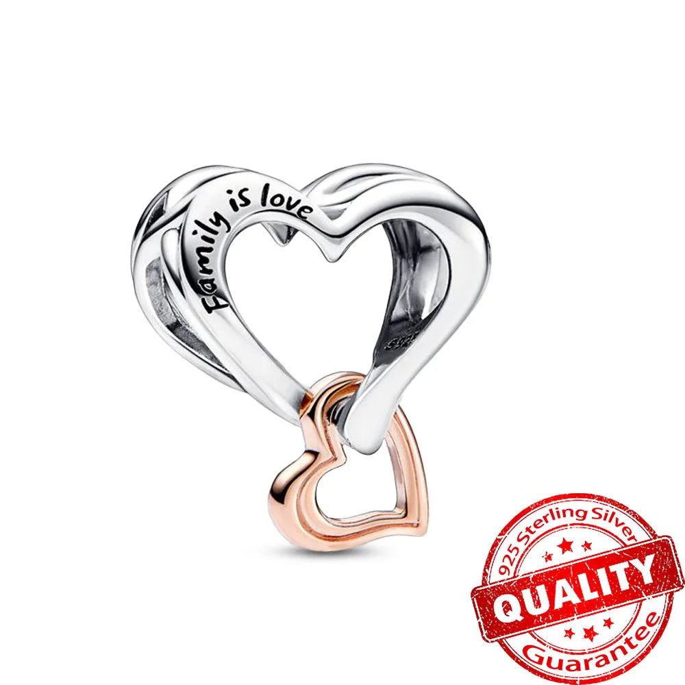 New Arrival 925 Sterling Silver Love You Mom Entwined Infinite Hearts Charm Fit Original Bracelet for Women Necklace DIY Jewelry