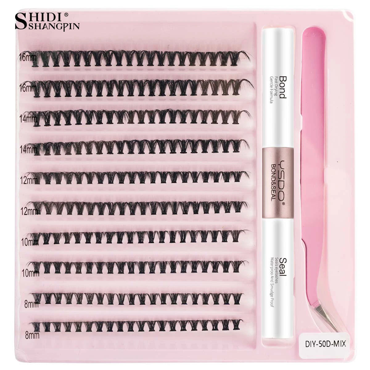 Individual Lashes C/D Curl DIY False Eyelashes Makeup Lash Clusters Set Eyelash Extension Kit Lashes Bond and Seal Make Up Tool