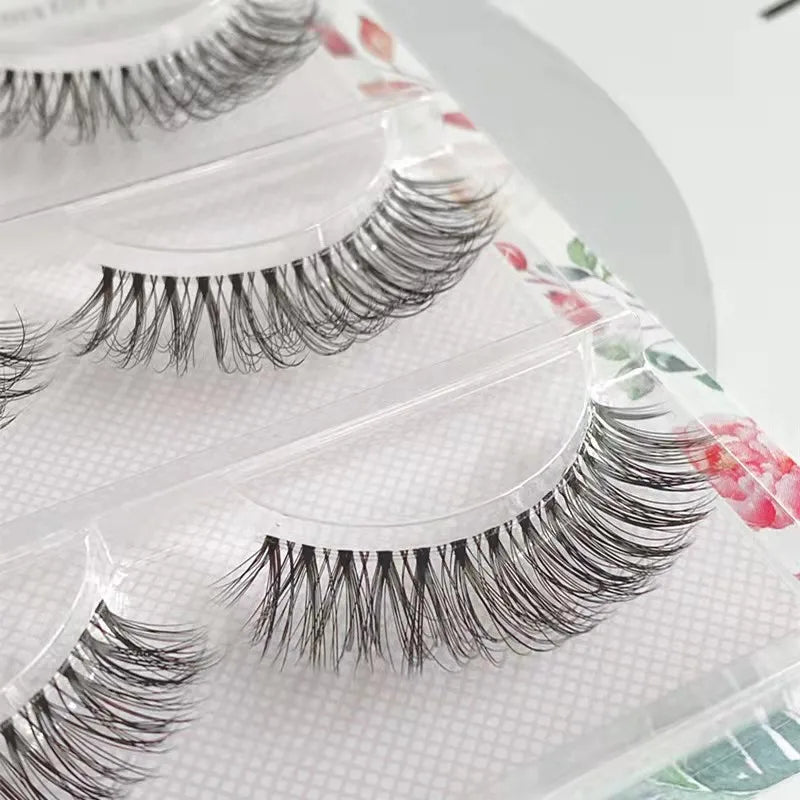 Manga Lashes 5/3Pairs Natural False Eyelashes Full Strip Clear Band Wispy Mink Lashes cosplay Daily Dating Korean Make Up Tools
