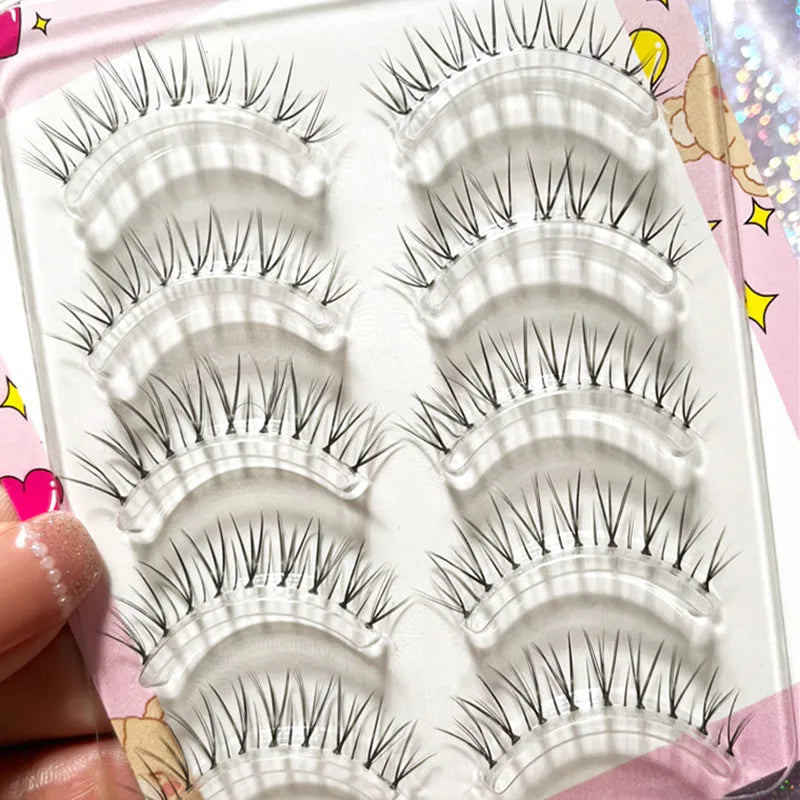 Manga Lashes 5/3Pairs Natural False Eyelashes Full Strip Clear Band Wispy Mink Lashes cosplay Daily Dating Korean Make Up Tools