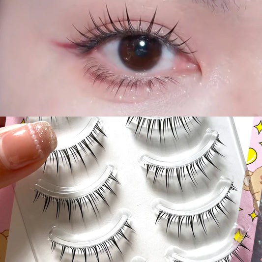 Manga Lashes 5/3Pairs Natural False Eyelashes Full Strip Clear Band Wispy Mink Lashes cosplay Daily Dating Korean Make Up Tools
