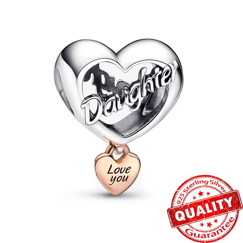 New Arrival 925 Sterling Silver Love You Mom Entwined Infinite Hearts Charm Fit Original Bracelet for Women Necklace DIY Jewelry