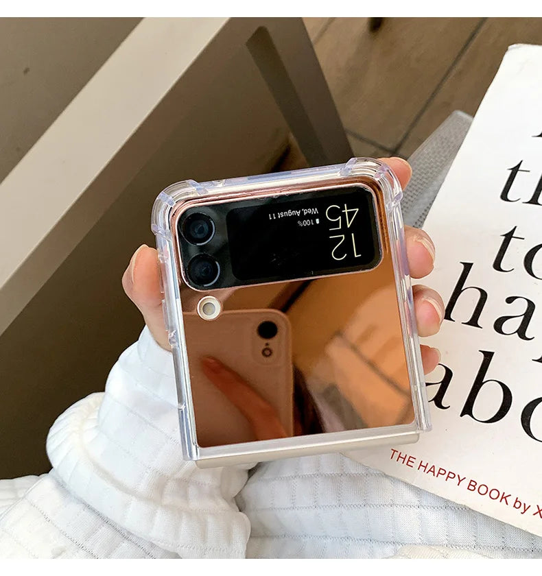 Make Up Mirror for Samsung Z Flip 3 4 5 Case Luxury Shockproof for Samsung Galaxy Z Flip 4 3 5 Z3 Z4 Flip4 Flip3 Slim Hard Cover