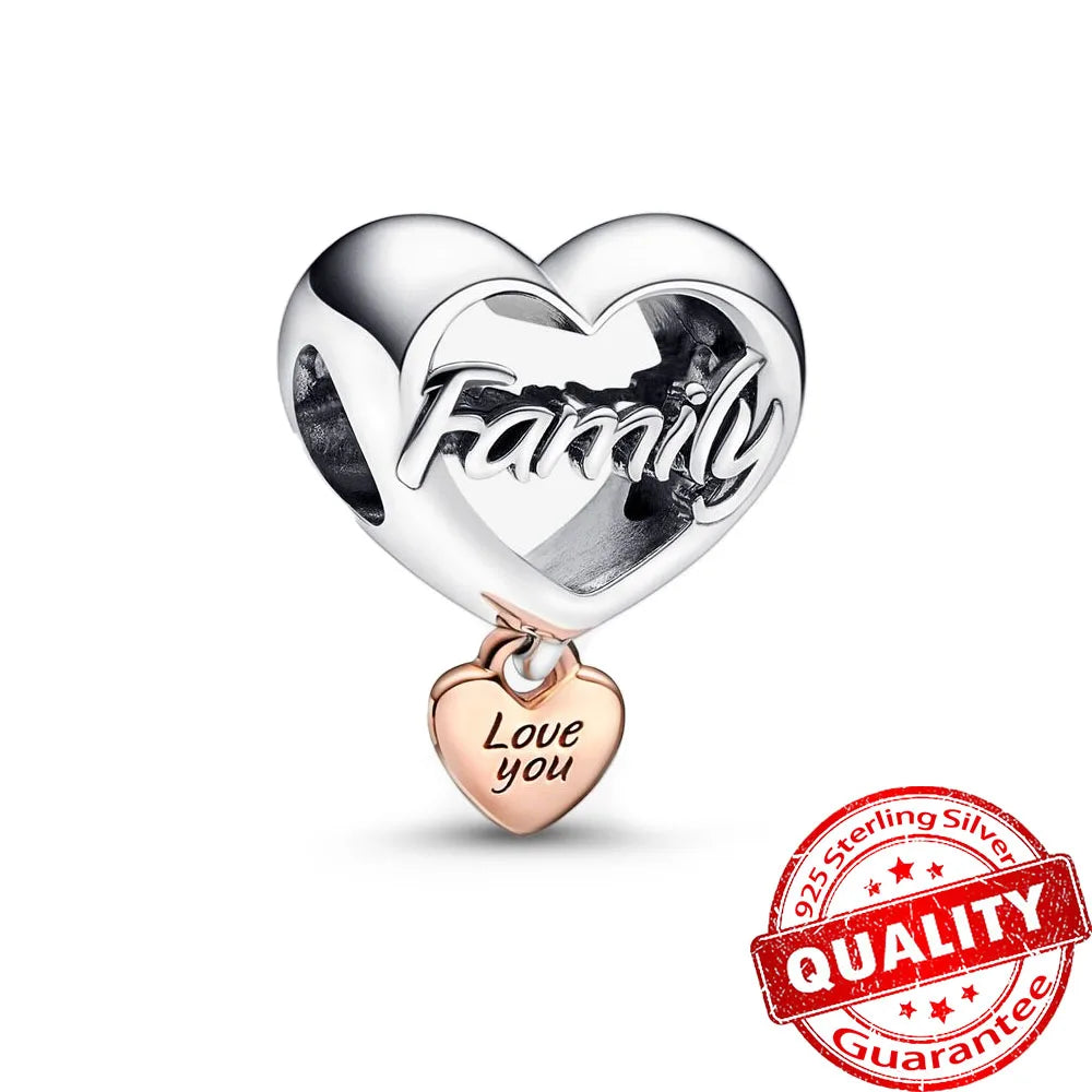 New Arrival 925 Sterling Silver Love You Mom Entwined Infinite Hearts Charm Fit Original Bracelet for Women Necklace DIY Jewelry