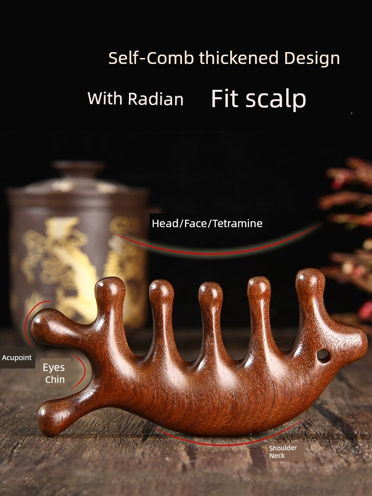 Natural Ebony Head Massager Facial Lifting Firming Five-Claw Head Treatment Scalp Scraping Multifunctional Meridian Comb