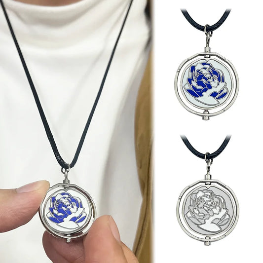 Game Jinx Blue Rose Rotatable Necklace Anime Game Arcane Season 2 Backpack Pendants Metal Fashion Jewerly Fans Collections