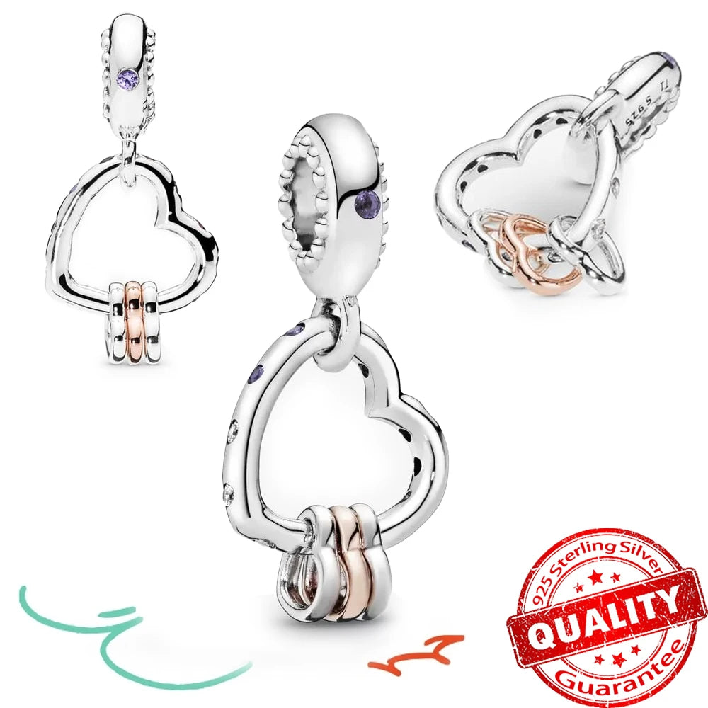 New Arrival 925 Sterling Silver Love You Mom Entwined Infinite Hearts Charm Fit Original Bracelet for Women Necklace DIY Jewelry
