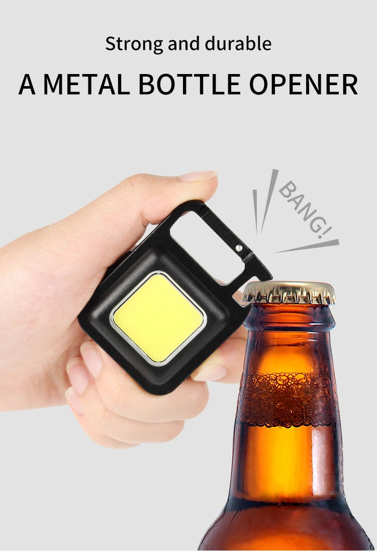 COB LED Mini Flashlight Super Bright EDC Keychain Light Outdoor Emergency Camping Pocket Lamp With Tail Magnet Corkscrew
