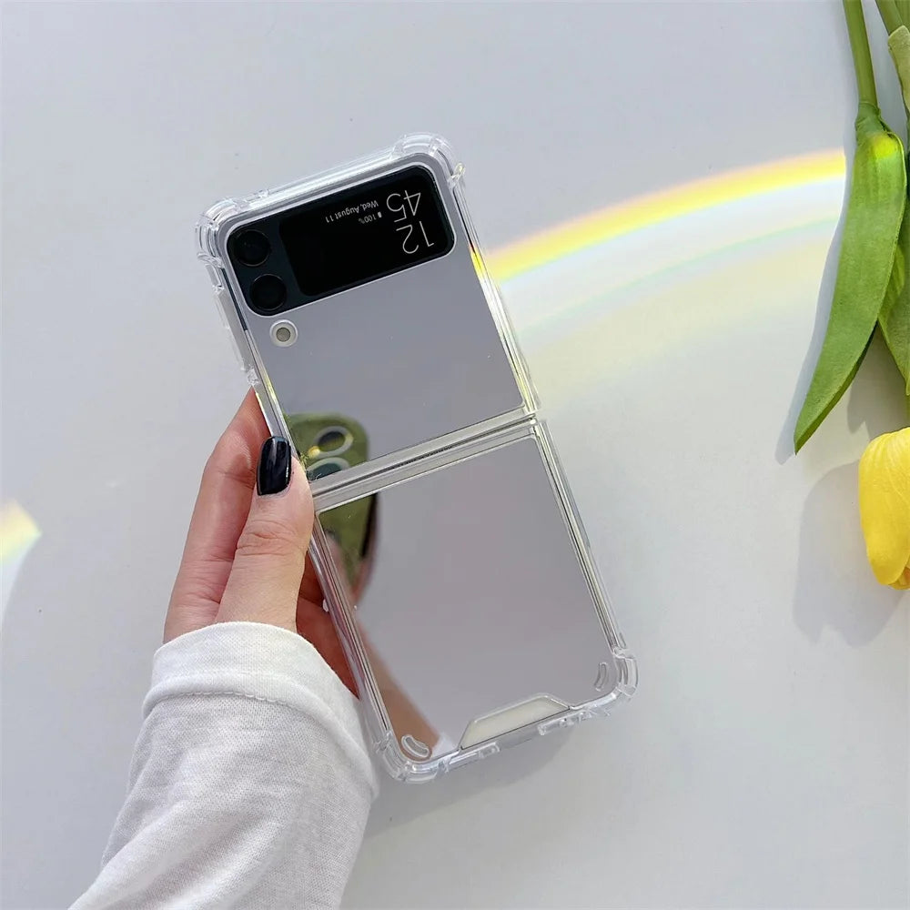 Make Up Mirror for Samsung Z Flip 3 4 5 Case Luxury Shockproof for Samsung Galaxy Z Flip 4 3 5 Z3 Z4 Flip4 Flip3 Slim Hard Cover