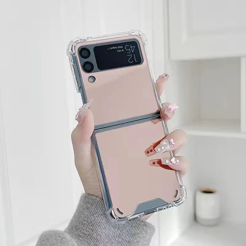 Make Up Mirror for Samsung Z Flip 3 4 5 Case Luxury Shockproof for Samsung Galaxy Z Flip 4 3 5 Z3 Z4 Flip4 Flip3 Slim Hard Cover