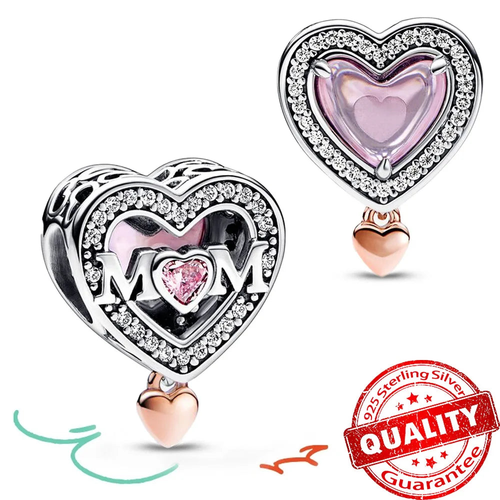 New Arrival 925 Sterling Silver Love You Mom Entwined Infinite Hearts Charm Fit Original Bracelet for Women Necklace DIY Jewelry