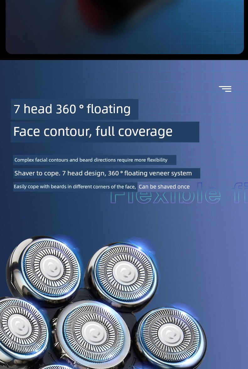 German Technology Seven Cutter Head Bald Head Handy Gadget Shaving Head Special Self-Scraping Shaving Hair Hair Clipper Electric Razor Male