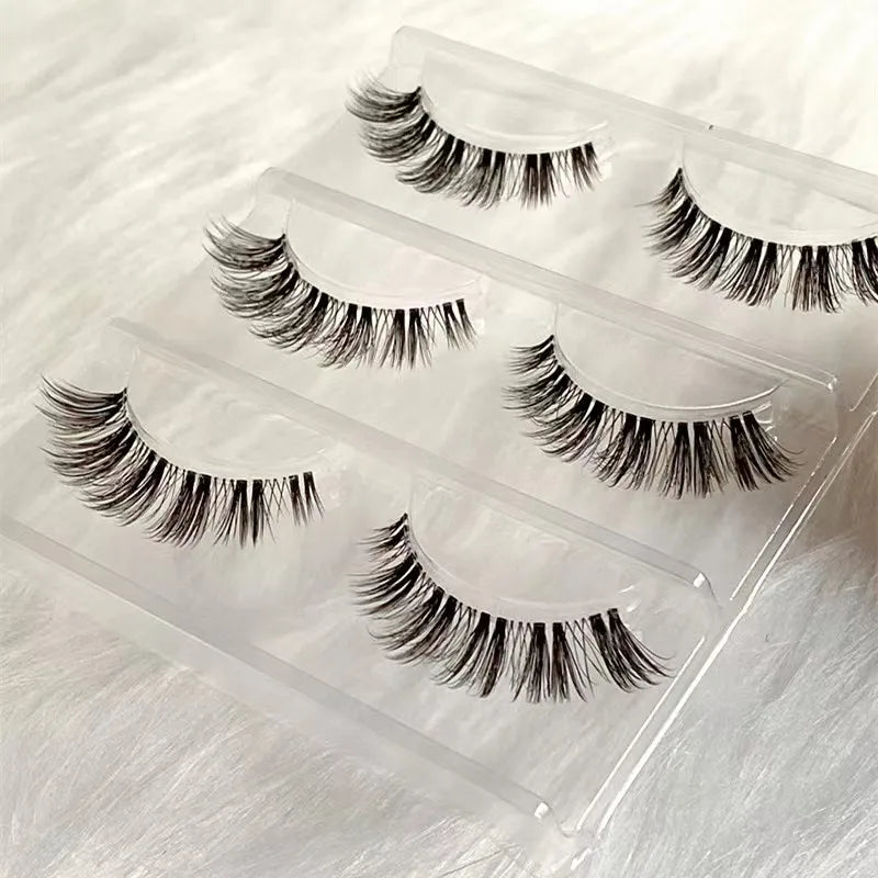Manga Lashes 5/3Pairs Natural False Eyelashes Full Strip Clear Band Wispy Mink Lashes cosplay Daily Dating Korean Make Up Tools