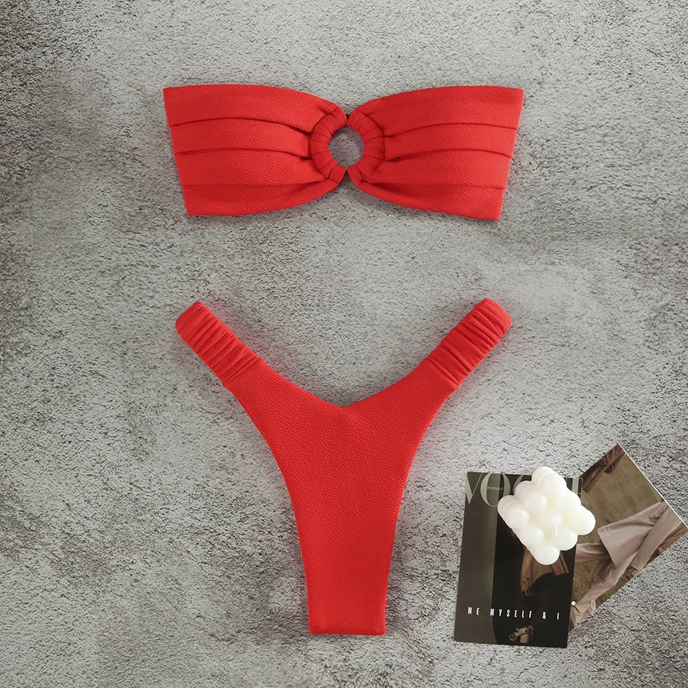 Micro Bikini Push Up Women Swimsuits 2024 Sexy Female Swimwear Brazilian Bikini Set Thong Biquini Swim Suits Solid Beachwear