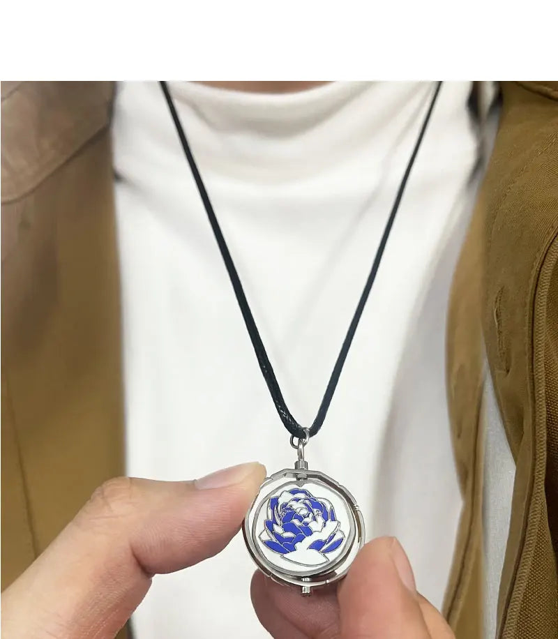 Game Jinx Blue Rose Rotatable Necklace Anime Game Arcane Season 2 Backpack Pendants Metal Fashion Jewerly Fans Collections
