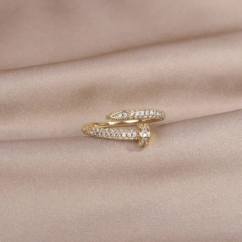 AAA Zircon Simple Geometric Ring Elegant Women's Daily Work Opening Adjustable Ring