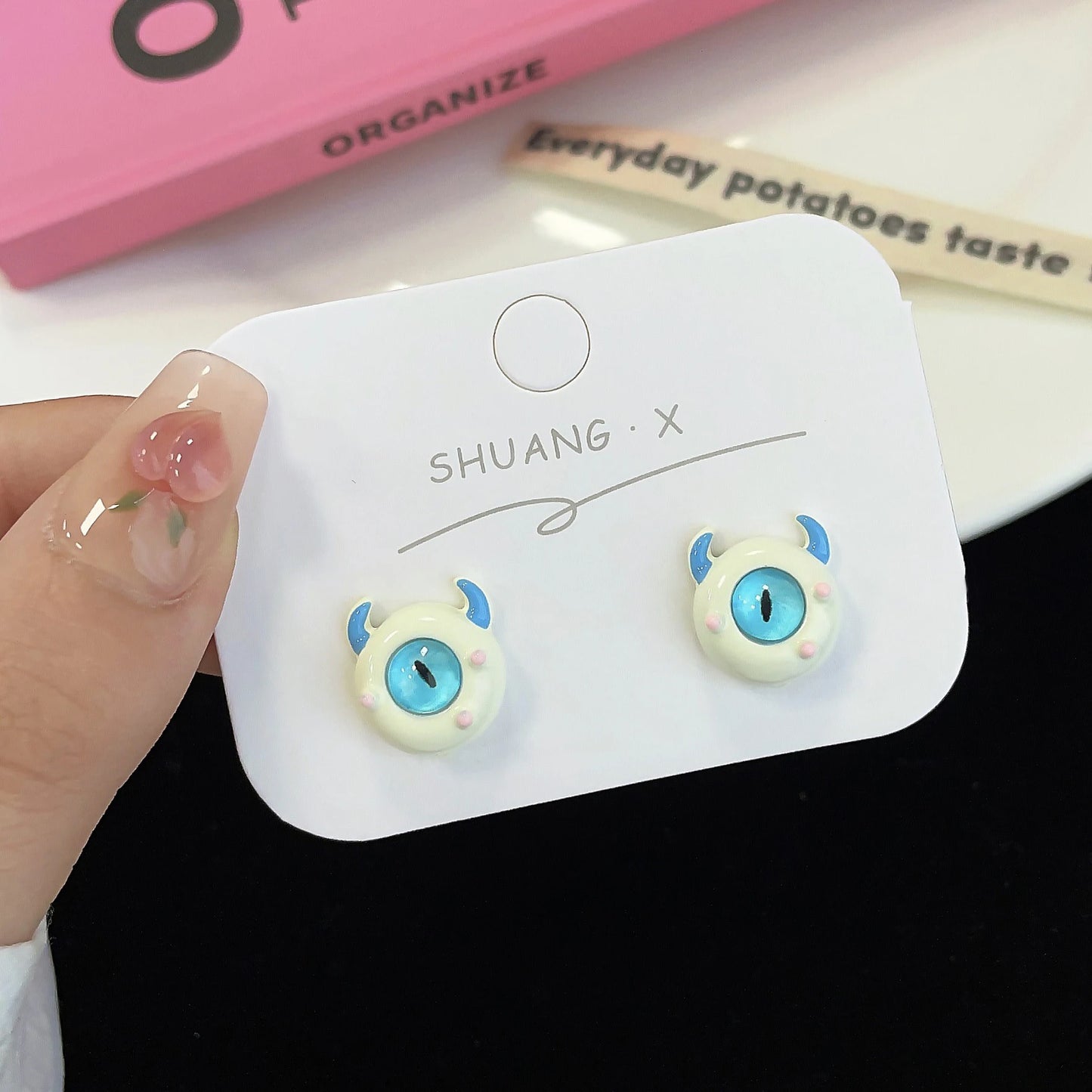 2023 Cosplay Anime Earring For Women Red Single Eye Monster Piercing Halloween Ear Stud Female Funny Goth Ear Accessories Gift