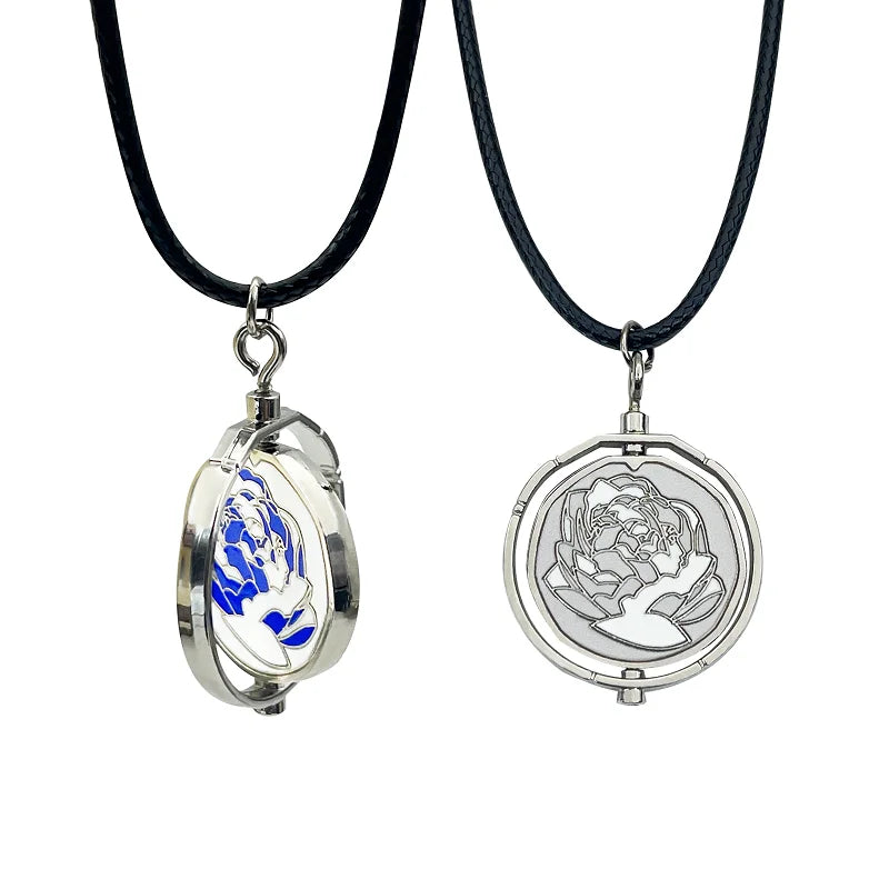 Game Jinx Blue Rose Rotatable Necklace Anime Game Arcane Season 2 Backpack Pendants Metal Fashion Jewerly Fans Collections
