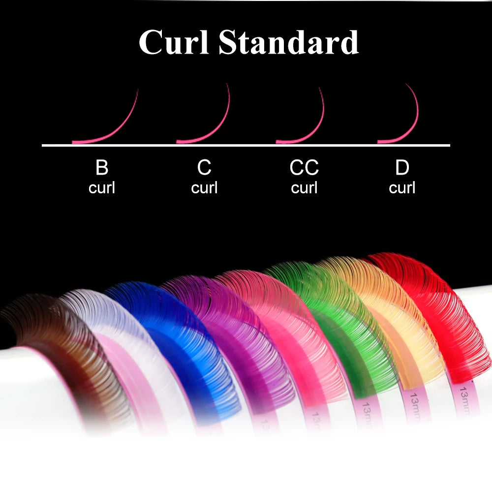 NAGARAKU Mix Color Eyelashes Make up High Quality Soft Natural Synthetic Mink Rainbow Eyelash Extension Supplies 8 Colors Mix