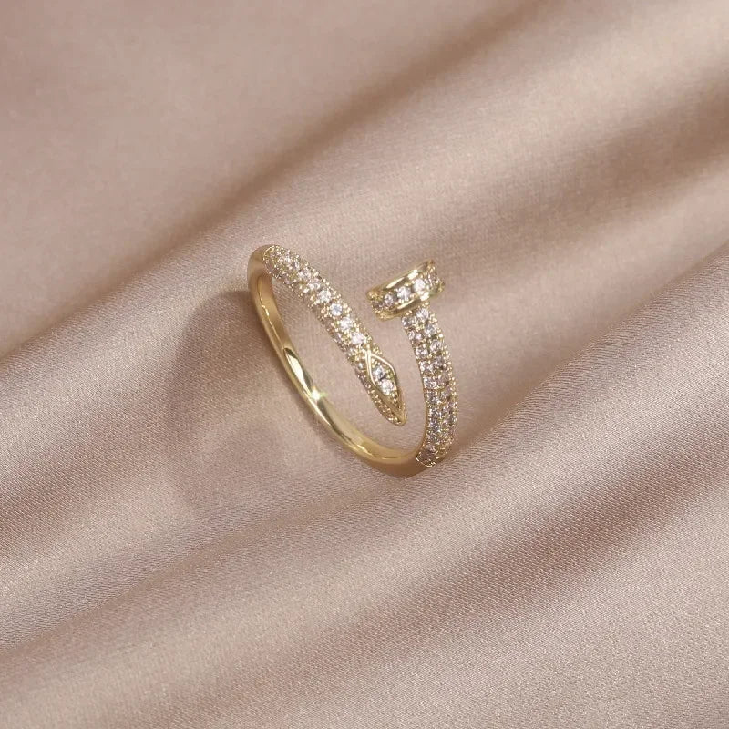 AAA Zircon Simple Geometric Ring Elegant Women's Daily Work Opening Adjustable Ring