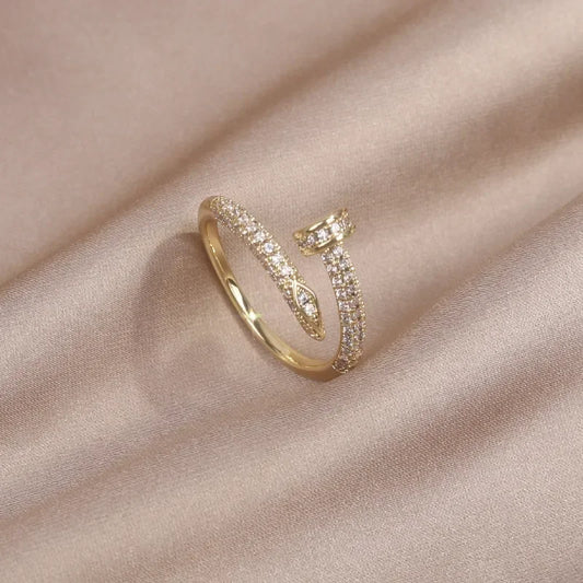 AAA Zircon Simple Geometric Ring Elegant Women's Daily Work Opening Adjustable Ring